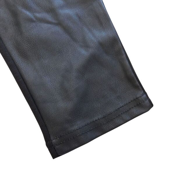 NWT Soundstyle Faux Leather Front Knit Back Women's Black Legging Pants M - Picture 7 of 9